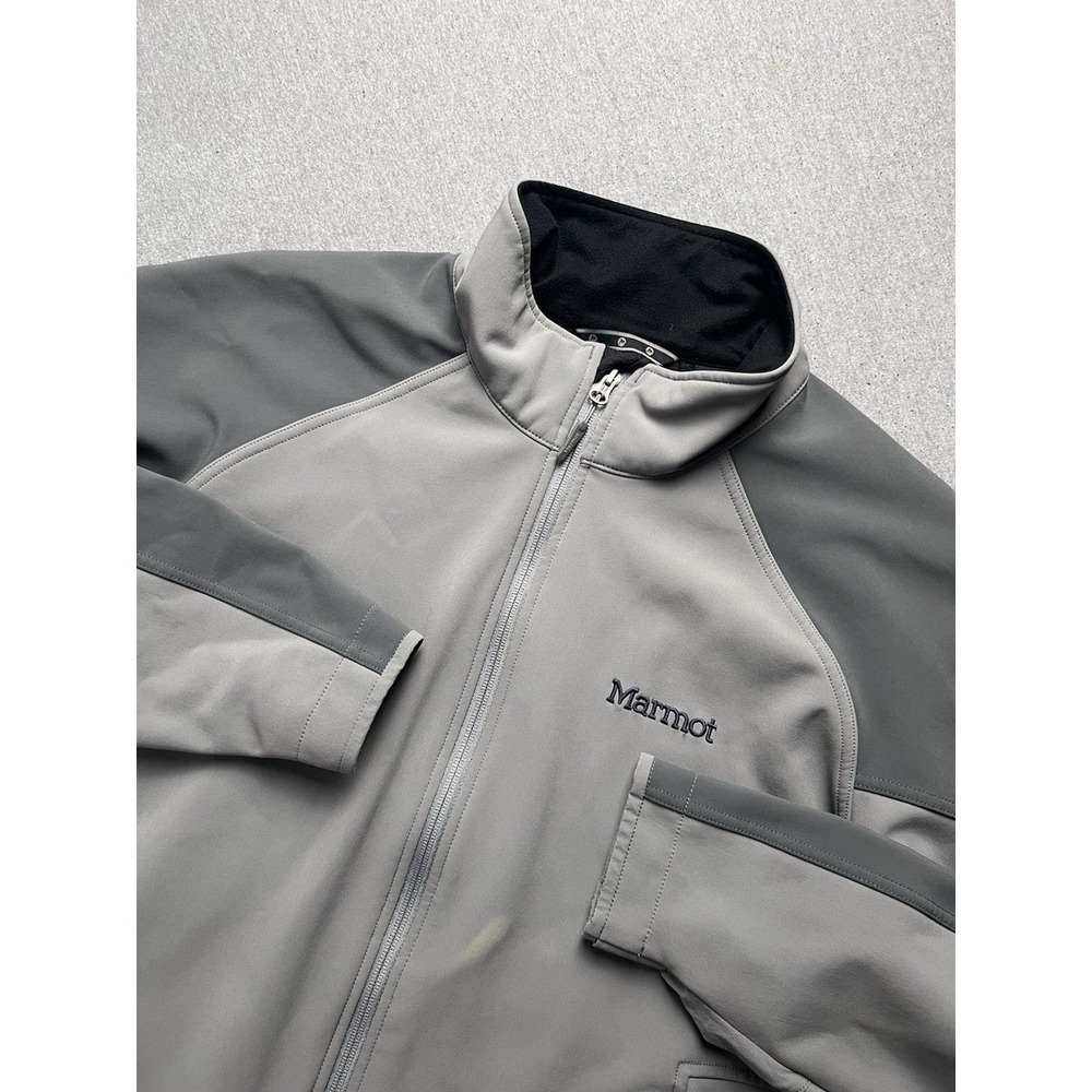 Marmot Jacket Men's L Gray Soft Shell Full Zip Hiking Outdoors Casual